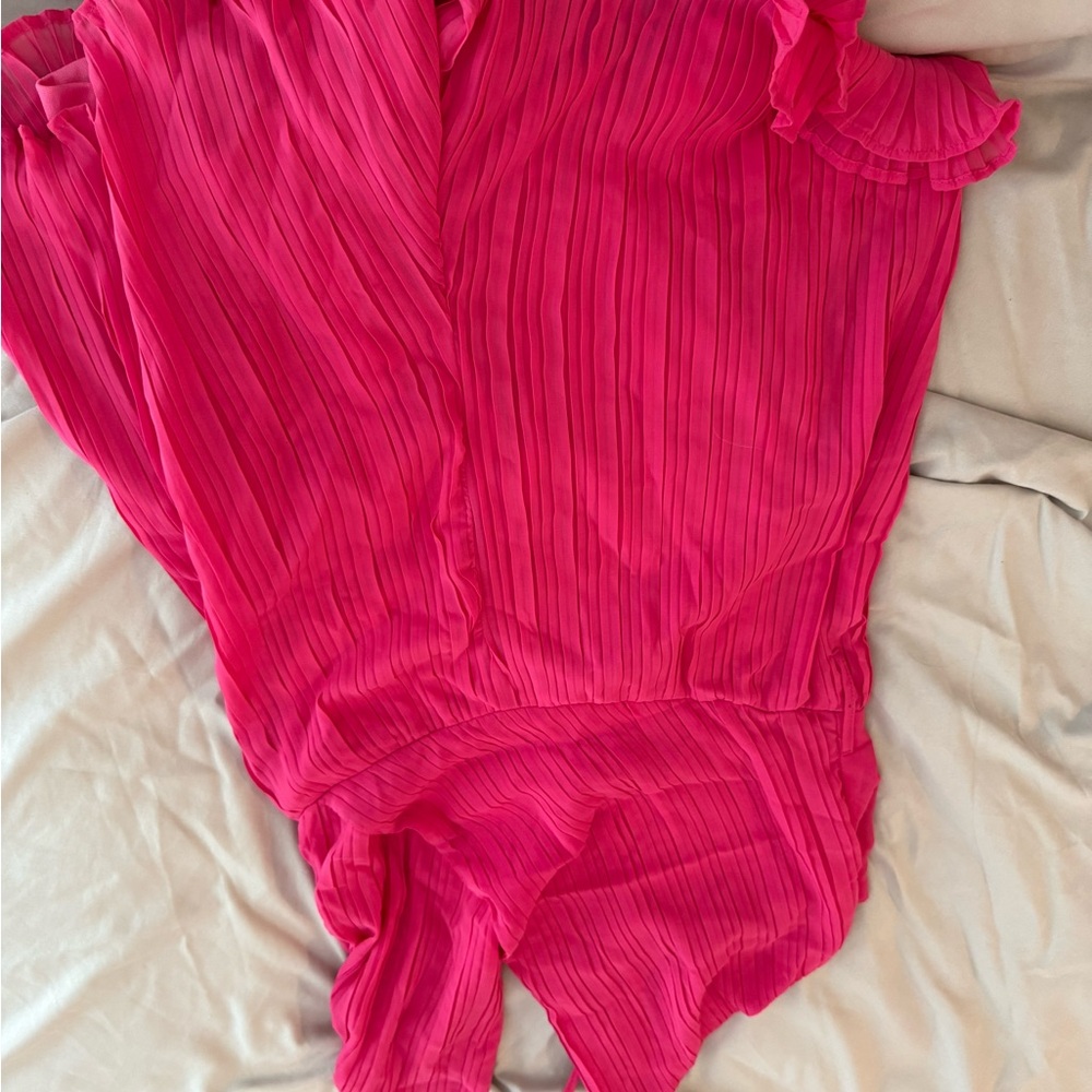 Vibrant Pink Pleated Romper